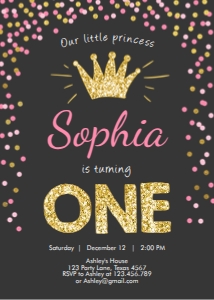 Birthday Invitation Princess One Chalk design preview