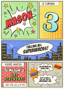 Birthday Invitation Superhero Boy design preview