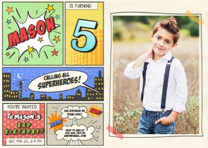 Birthday Invitation Superhero Boy - With Photo design preview
