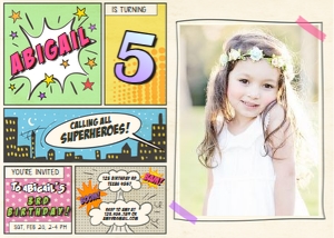Birthday Invitation Superhero Girl - With Photo design preview