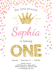 Birthday Invitation Princess One design preview