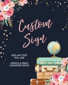 Custom Sign Pink Floral Navy Blue 8x10 design preview