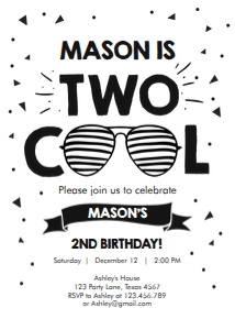 Birthday invitation Two Cool Stripes White design preview