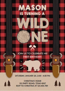Birthday Invitation Lumberjack Suspenders One design preview