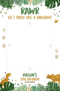Photo Booth Frame Gold Dinosaur Boy design preview