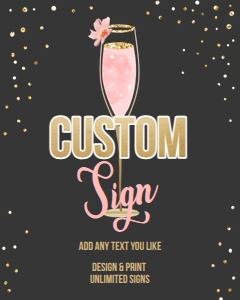 Custom Editable Sign Brunch and Bubbly Glass Black design preview