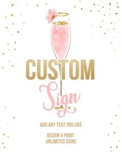Custom Editable Sign Brunch and Bubbly Glass White design preview