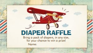 Diaper Raffle Ticket Vintage Airplane Map design preview