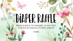 Diaper Raffle Ticket Butterfly design preview
