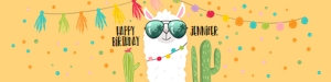 Water Bottle Labels Llama Sunglasses Yellow design preview