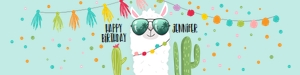 Water Bottle Labels Llama Sunglasses Blue design preview