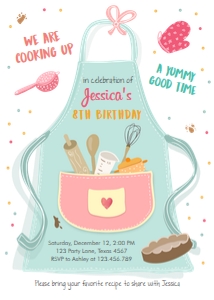 Birthday Invitation Cooking Apron White design preview