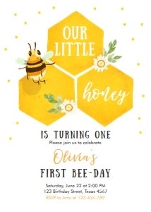 Birthday Invitation Bee Little Honey design preview