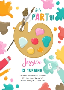 Birthday Invitation Art Party Palet Girl design preview