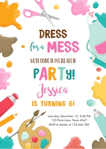 Birthday invitation Art Party Girl design preview