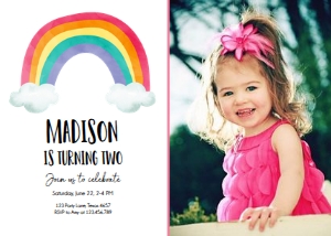 Birthday Invitation Rainbow Vertical Photo design preview