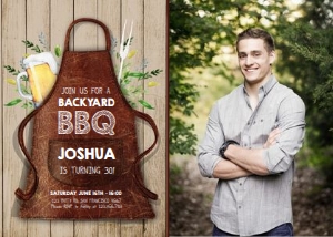 Birthday Invitation BBQ Wood Photo design preview