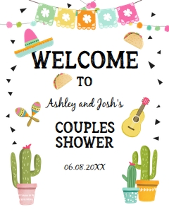 Welcome Sign Fiesta Cactus Sombrero Couples Shower design preview