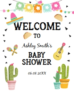 Welcome Sign Fiesta Cactus Sombrero Baby Shower design preview