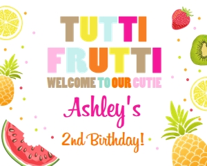 Welcome Sign Birthday Tutti Frutti White Horizontal design preview