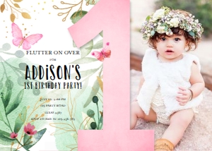 Birthday Invitation Butterfly Greenery One design preview