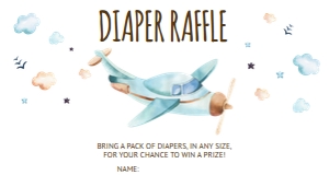 Diaper Raffle Ticket Airplane Blue White design preview