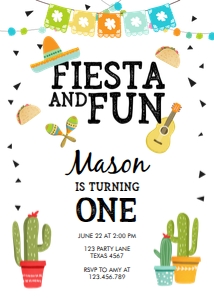 Birthday Invitation Fiesta and Fun Sombrero Boy design preview