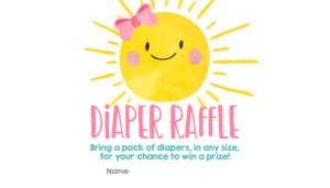Diaper Raffle Ticket A Ray of Sunshine Pink Girl design preview