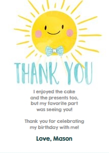Thank You Card Little Sunshine Boy design preview