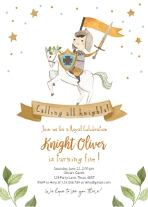 Birthday Invitation Knight design preview