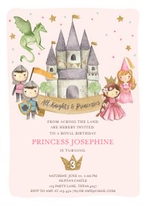 Birthday Invitation Knight and Princess v1 design preview