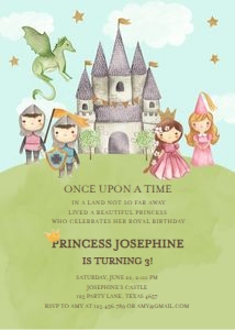 Birthday Invitation Knight and Princess v2 design preview