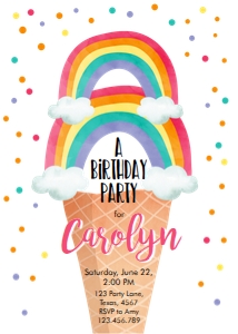 Birthday Invitation Rainbow Ice Cream design preview