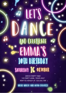 Birthday Invitation Lets Dance v1 design preview