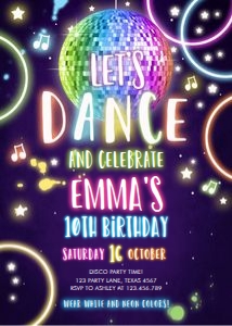 Birthday Invitation Lets Dance v2 design preview