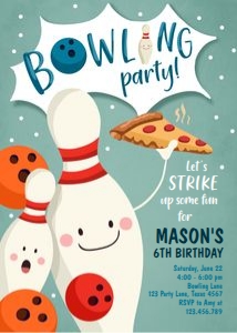 Birthday Invitation Bowling Pins Boy design preview