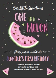 Birthday Invitation One in a Melon Pink Chalk: Birthday Invitation One in a Melon Pink Chalk