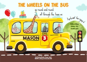 Invitation Wheels on the Bus design preview