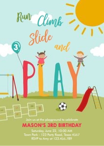 Birthday Invitation Playground Grass Boy Vertical design preview