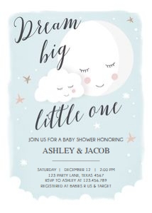 Baby Shower Invitation Moon Blue Dream Big design preview