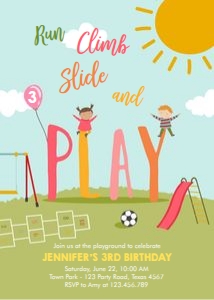 Birthday Invitation Playground Grass Girl Vertical design preview
