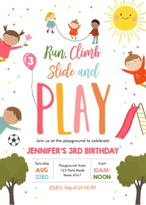 Birthday Invitation Playground Girl Vertical design preview