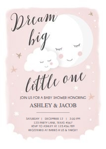 Baby Shower Invitation Moon Pink Dream Big design preview
