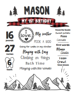 Birthday Milestones Poster Lumberjack Mountains Trees Red design preview