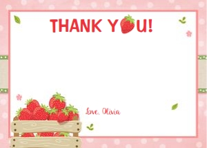 Thank You Card Strawberry Basket Blank Horizontal design preview