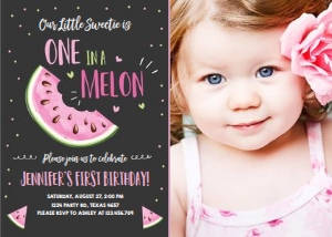 Birthday Invitation One in a Melon Pink Chalk Photo: Birthday Invitation One in a Melon Pink Chalk Photo