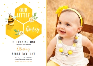 Birthday Invitation Bee Little Honey - With Photo design preview