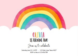 Birthday Invitation Rainbow Cloud Pink design preview