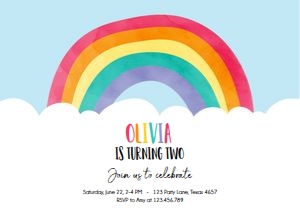 Birthday Invitation Rainbow Cloud Blue design preview