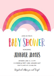 Baby Shower Invitation Rainbow Cloud v2 Pink design preview